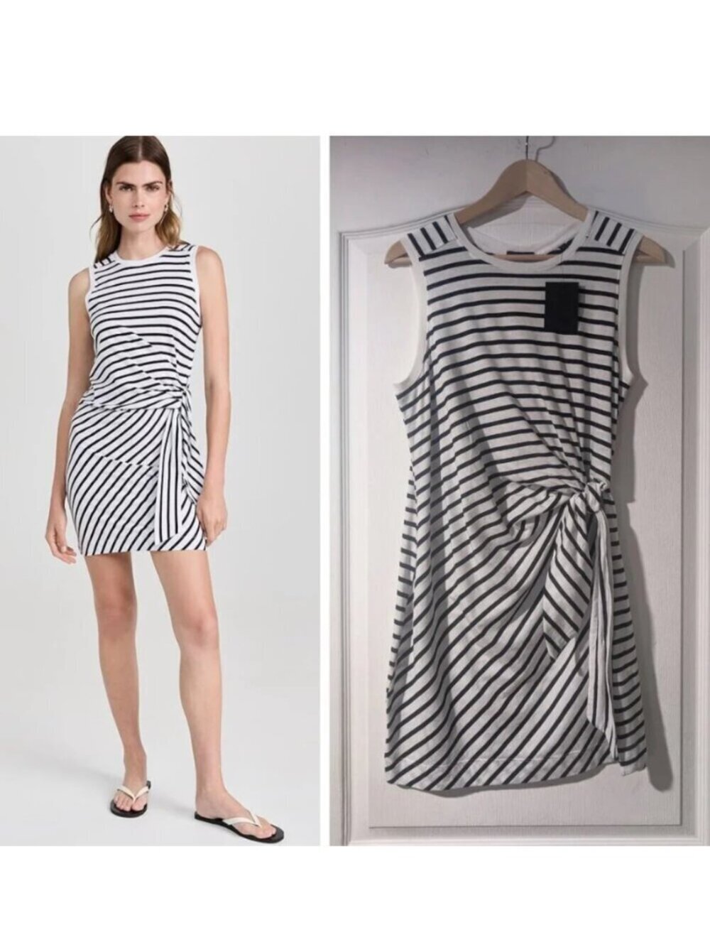 ATM Anthony Thomas Melillo | Classic Jersey Stripe Sleeveless Twist Dress